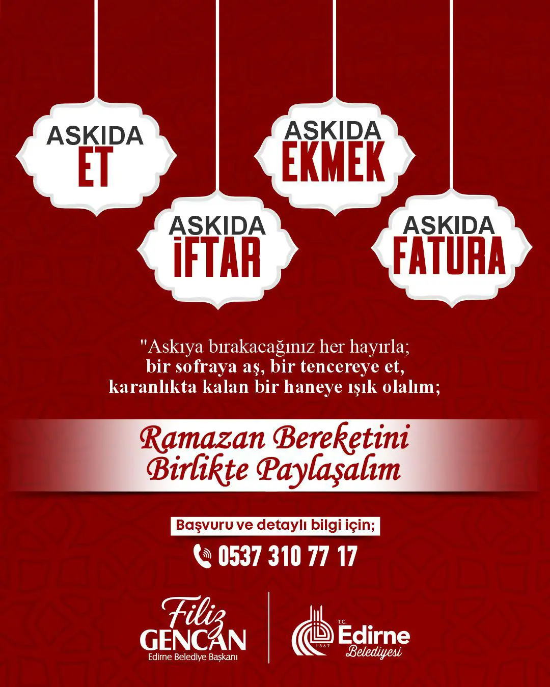 EDİRNE BELEDİYESİ’NDEN RAMAZAN’DA DAYANIŞMA HAREKETİ: "İYİLİĞİ KALPTEN KALBE ASIYORUZ"